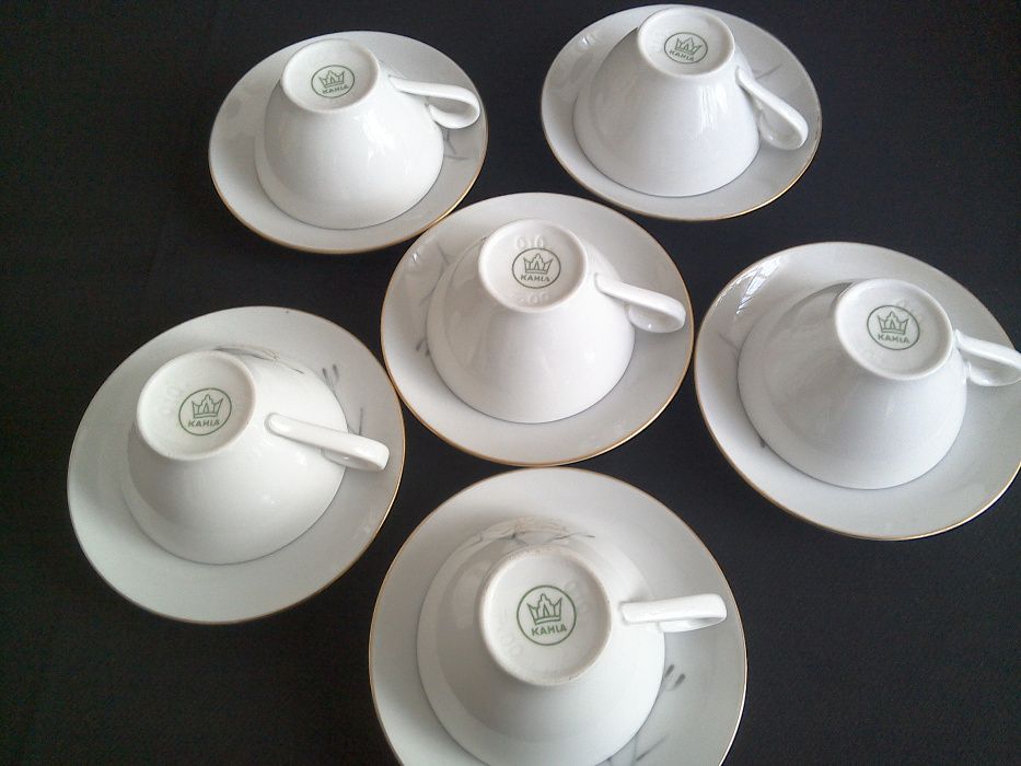 Servici/set cești cafea, porțelan fin Kahla: 6 cești + 6 f. - 100 ml.