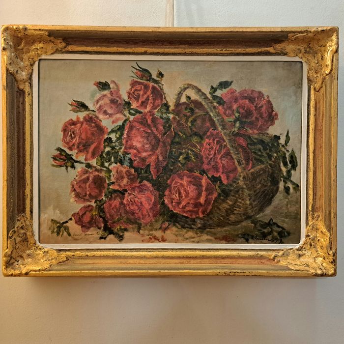 Pictură,"Coșul cu trandafiri",Emanoil İonescu- Bistrița,u/p.