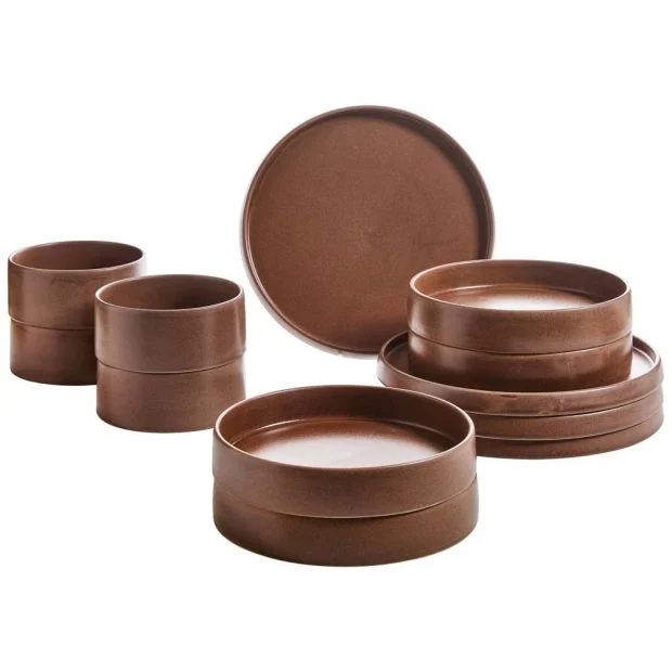 Кафяв сервиз за хранене 12 части