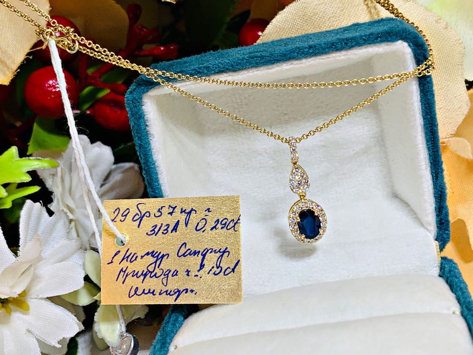 золотая  подвеска – кулон и цепочка с бриллиантами