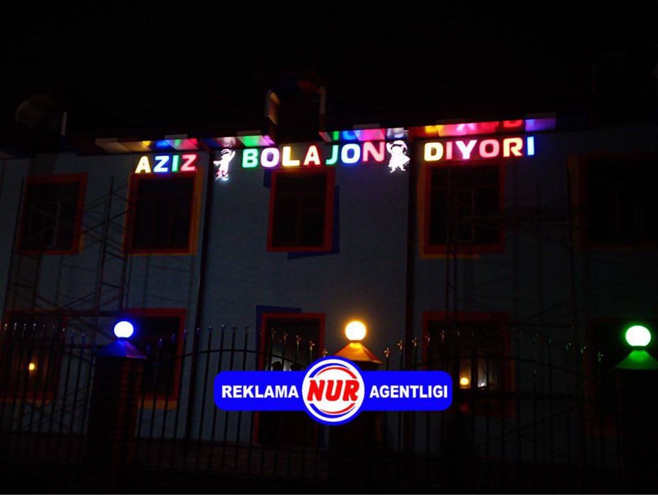 Banner, bukva, bo'rtma harflar, plakat, elektron tablo, led ekran