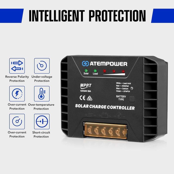 Controller Solar MPPT ATEM POWER 20A - 12V/24V - LiFePO4/AGM/Gel - Nou
