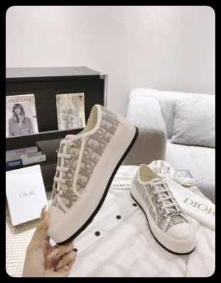 Dior сиви букви бродиране платно обувки за жени