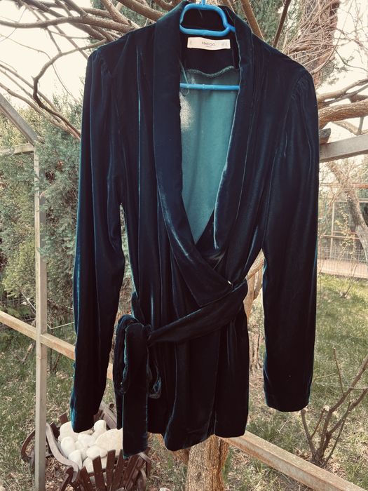 Sacou catifea Mango masura S verde smarald