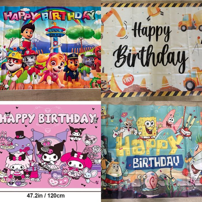 Banner Paw Patrol /Spongebob/Kuromi/Constructii