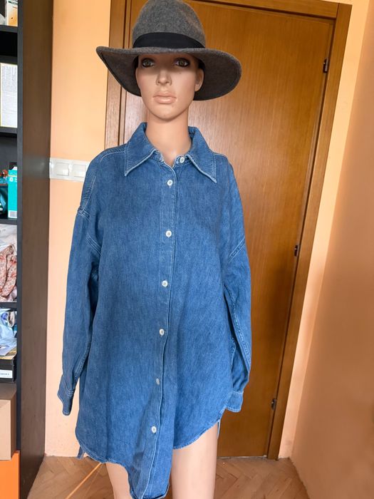 Дънкова зимна риза Arket, oversize модел