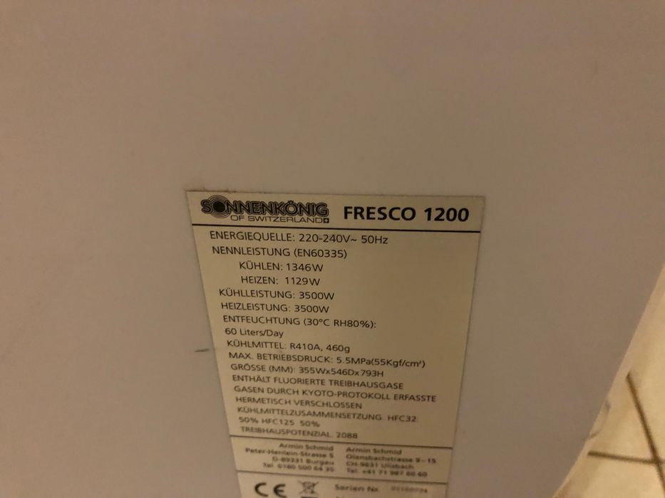 Швейцарски мобилен климатик  Sonnenkonig Fresco 1200