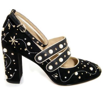 Pantofi piele naturala gen dolce gabanna sam edelman negri cu perle 38