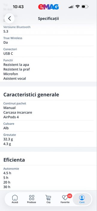 Casti Apple AirPods 4