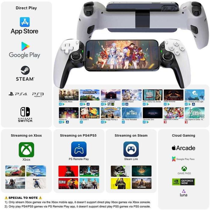 Controler de telefon pentru iPhone/iPad/Android/PC, controler de joc