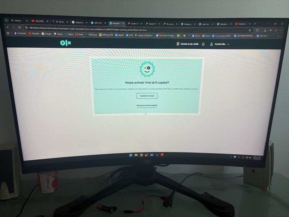 Monitor Gaming Curbat AOC 31.5" | 240Hz | 0.5 ms | FHD | Impecabil