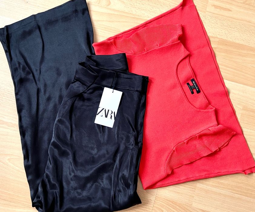 Нов авангардне арт панталон потур Zara & топ  Massimo Dutti