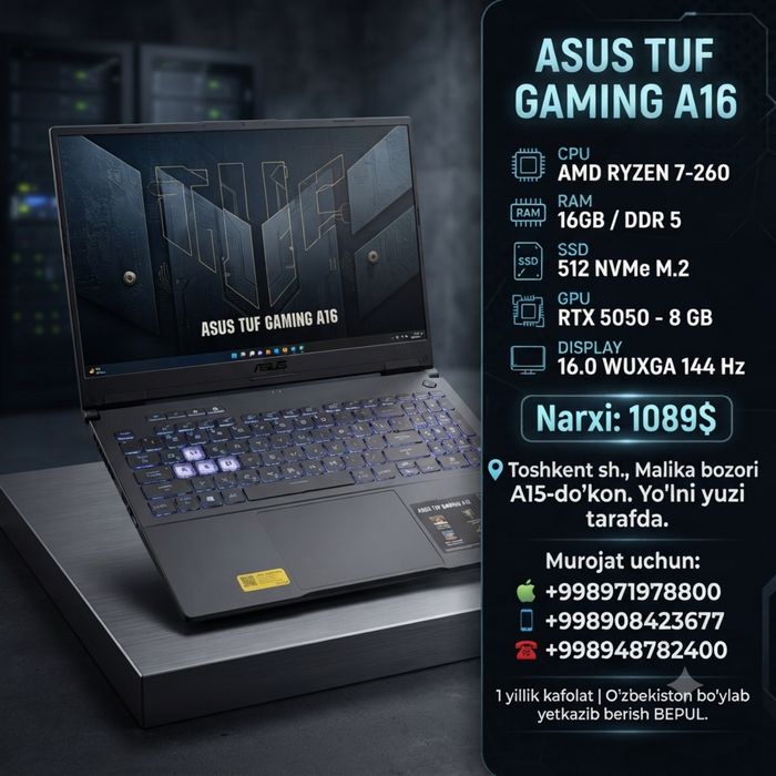 Asus Tuf Gaming A16 R7-260 RTX 5050 8G