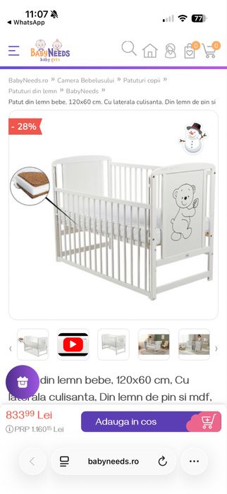 Pat BabyNeeds 120x60 + saltea