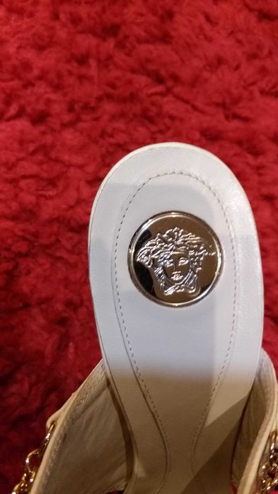 Papuci saboti Versace bej originali toc 1o cm