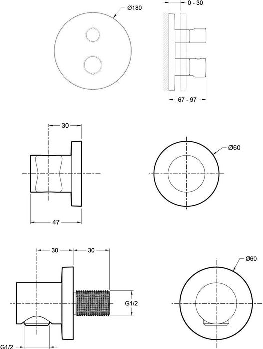 Вграден душ комплект Jacob Delafon MODULO E30758-CP – rain Ø25