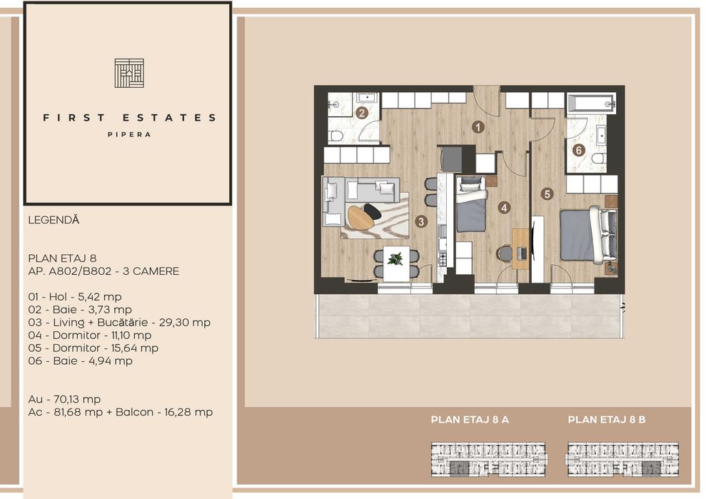 De vanzare - Apartament 3 camere - First Estates Pipera