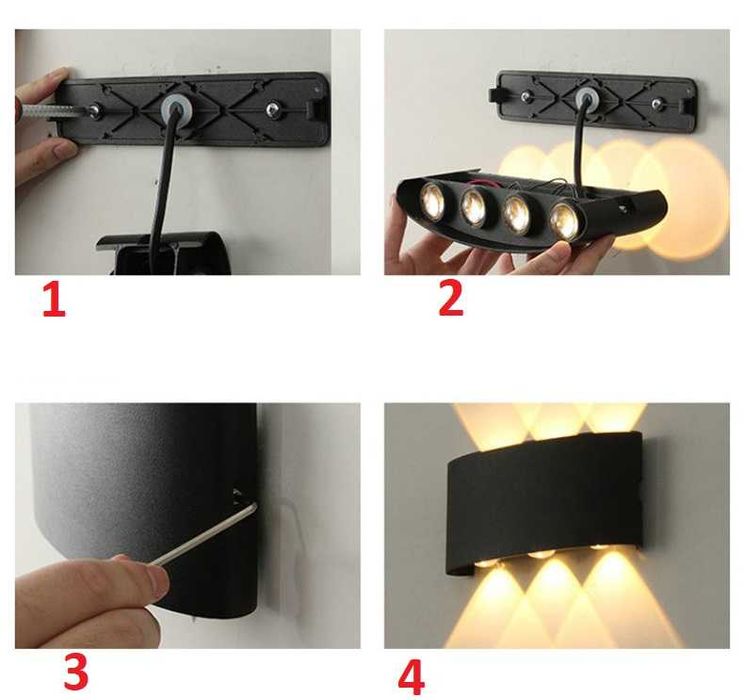 Луксозна ФАСАДНА LED ЛАМПА Външна IP 65 - шест светодиода