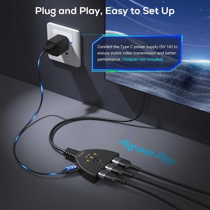 Comutator Switch Splitter HDMI GANA 4K 3 IN 1 OUT,3D Full HD 4K 1080P