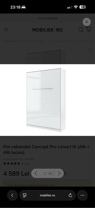 Pat rabatabil 140/200 Alb