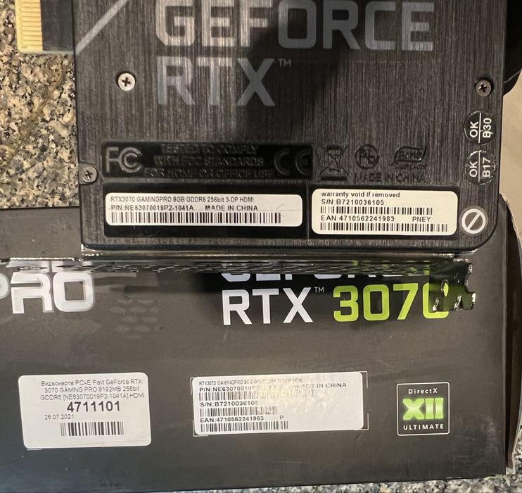 Geforce RTX 3070 palit gaming pro