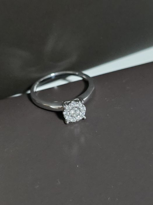 Inel logodna aur alb și diamante