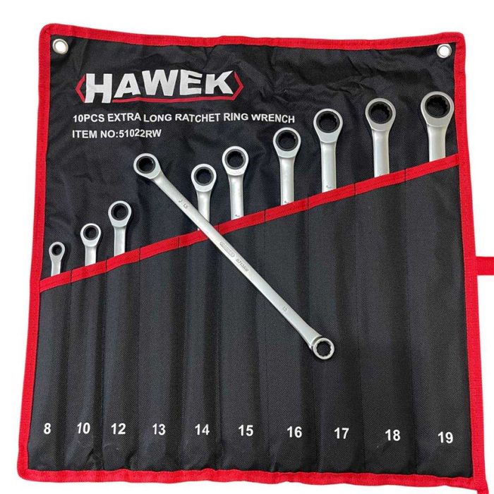 Удължени ключове прави лули с тресчотка 8-19мм HAWEK