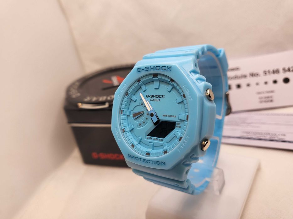 Ceas Sport Casio g shock ga 2100-9a9er Neon blue , Nou,Garantie 2 ani