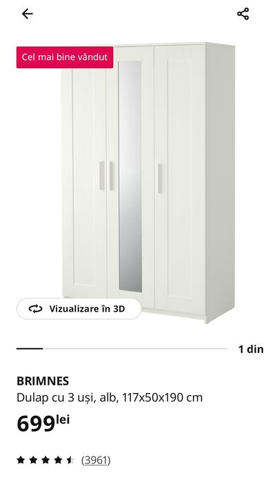 Pat și dulap Ikea - set dormitor