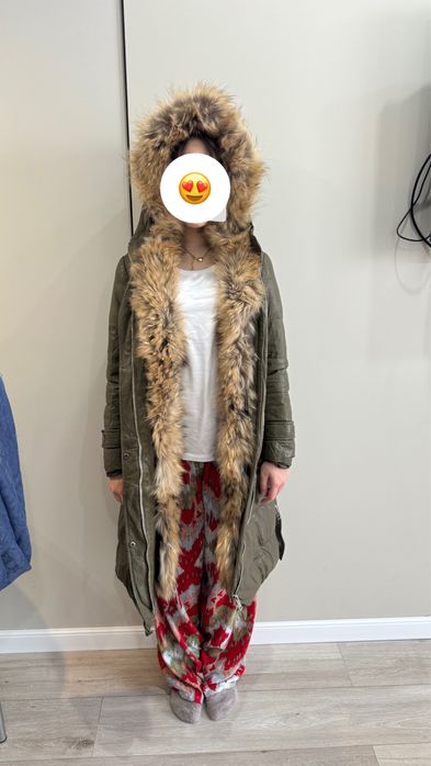 Парка кожанная с мехом