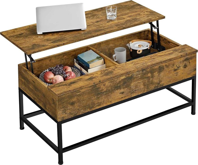 Маса за кафе повдигащ се плот, съхранение странична бюро рустик н141