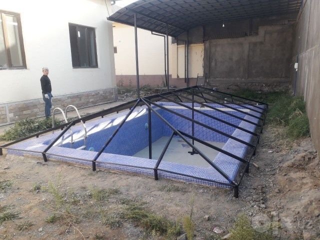 Бассейн фантан тент установка