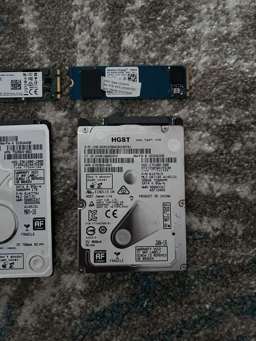 HDD și SSD laptop – 1TB / 500GB / 256GB – testate, stare bună