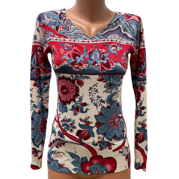 Дамски пуловер на цветя Desigual размер XS