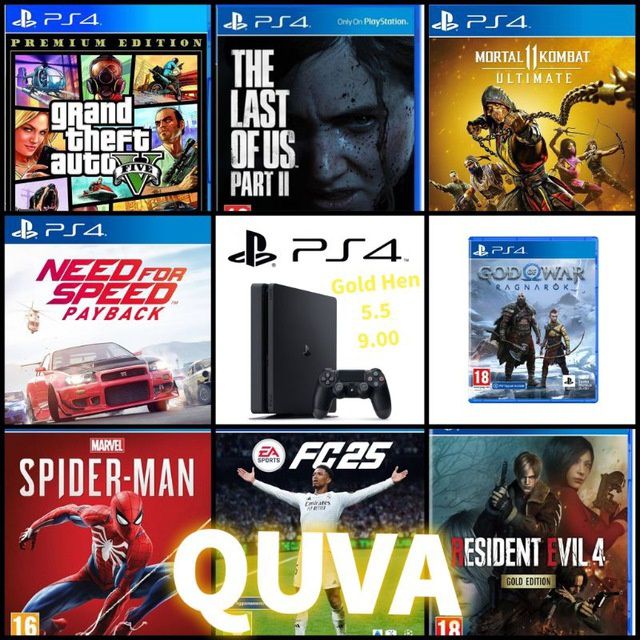 QUVA Playstation 3 4 5 HEN prishifka o'yin yozish va boshqa xizmatl