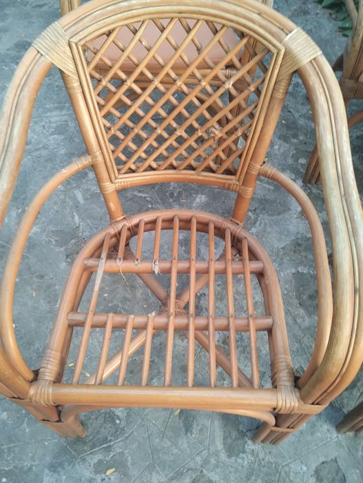 Scaun Fotoliu din Bambus Natural pentru Terasă / Grădină (Preț pe Bucată – Set de 4)