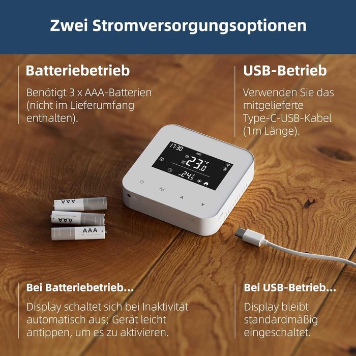 Termostat Beok WiFi Ecran LCD Digital Compatibil cu Alexa – Alb