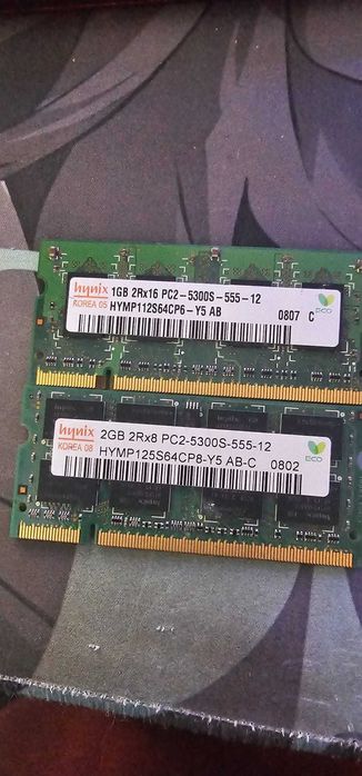 Vand placi RAM Sodimm 8gb 3200 1Rx16/8gb 2666 1Rx8/2gb R2X8/1gb R2x16