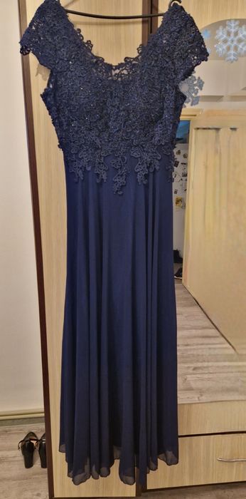 Rochie dama eleganta nunta marime mare 4xl 48 50 bleumarin