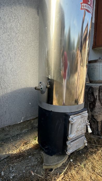 Boiler inox de baie cu focar pe lemne