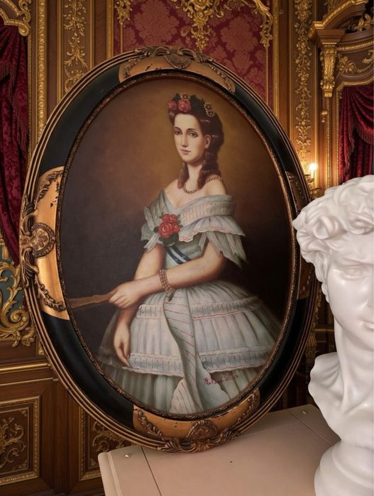 Tablou oval  pictura in ulei pe placaj