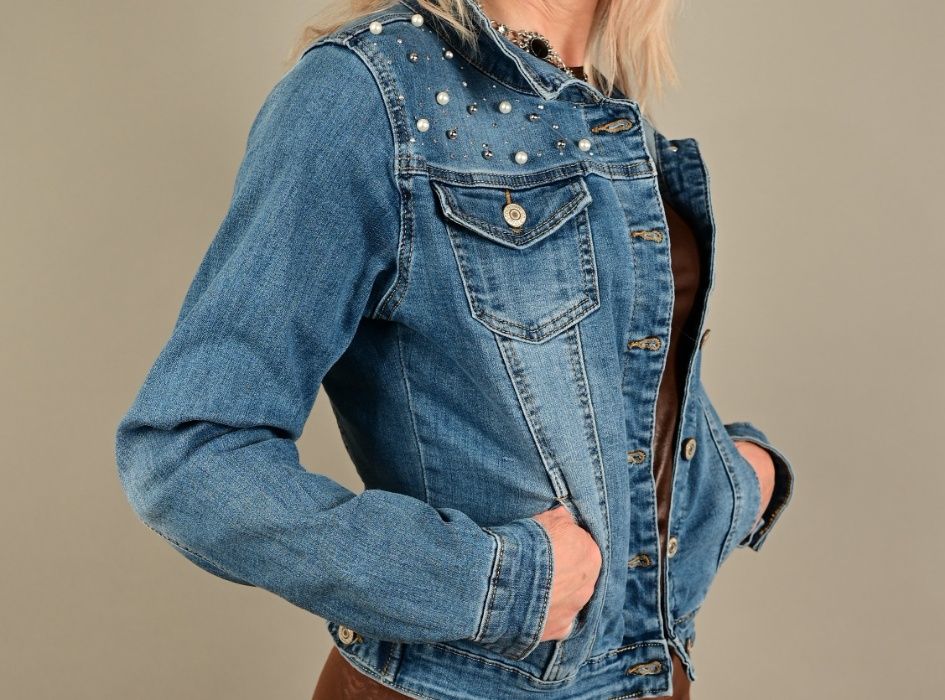 Дънково яке с перли