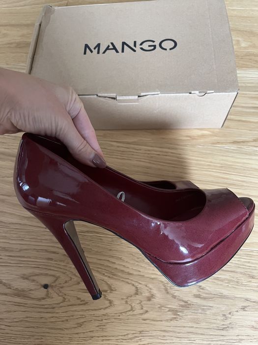 Обувки на ток Mango, Basic модел в червено 37 номер