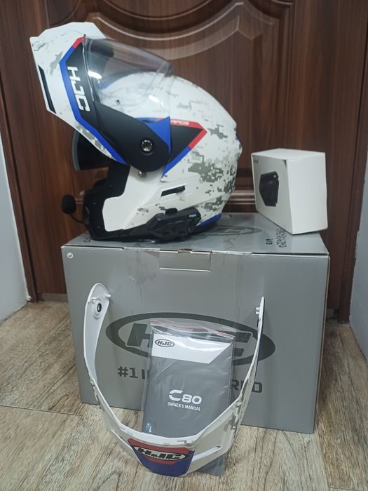 Cască moto HJC flip up L size cu Intercom și mănuși moto bonus!