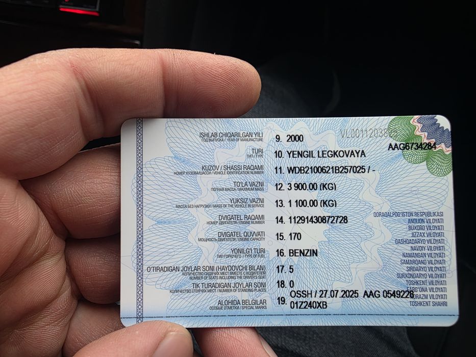 Mercedes Benz  210, xolati ideal, naqdga sotiladi