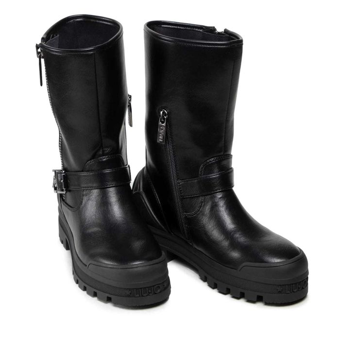 LIU JO № 37 – Дамски кожени боти "BLACK & GREY" нови с кутия