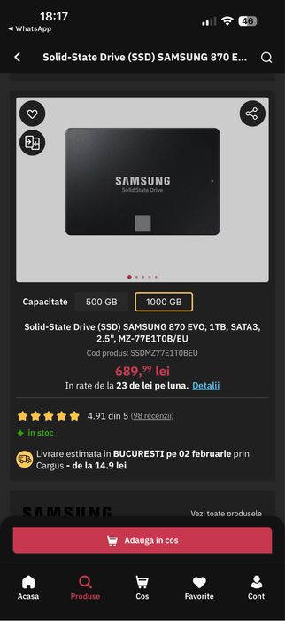 Ssd Samsung 870 EVO 1TB SIGILAT