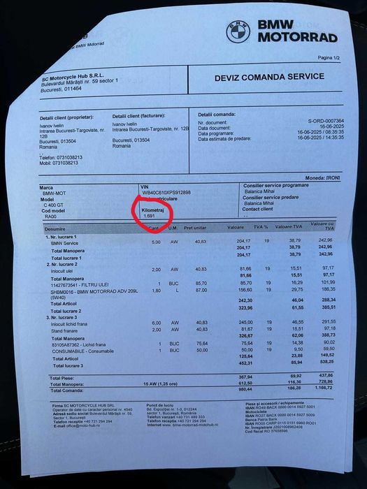 BMW C400GT 1.774 km Noiembrie 2023
