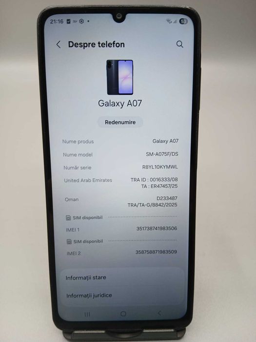 Samsung Galaxy A07 4G Negru, 4GB RAM, Capacitate de Stocare 64GB