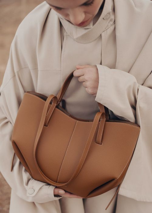 Polene Cyme Mini цвят Camel оригинална дамска чанта